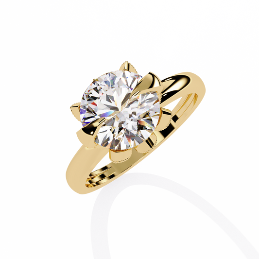 Six Prong Round Cut Lab Diamond Solitaire Engagement Ring - View 2