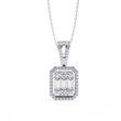 Multi Cut Lab Grown Diamond Cluster Rectangle Halo Pendant Pave Bail - View 5