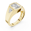 Emerald Cut Lab Grown Diamond Signet Ring With Trillion Accents - View 4