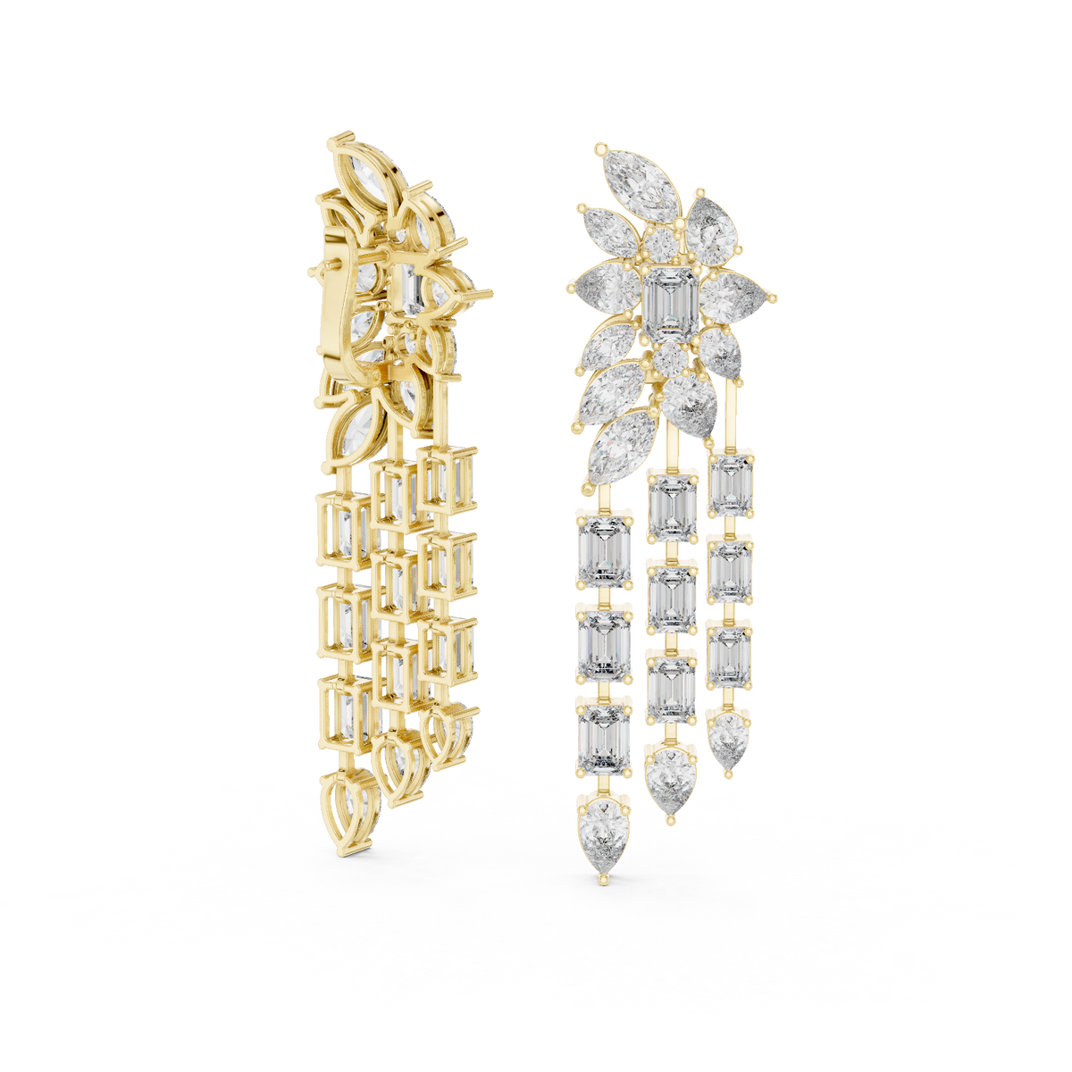 Grand Multi Shape Lab Diamond Chandelier Earrings Trending Statement Drop Jewelry - View 5