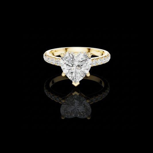 Heart Cut Lab Diamond Ring With Pave Engagement Band