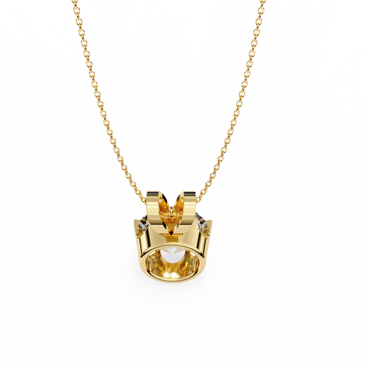 Round Lab Grown Diamond Solitaire Six Prong V Bail Pendant - View 8