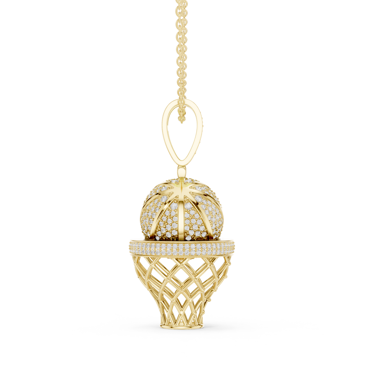 Sports Theme Ball Motif Charm Pendant with Round Lab Grown Diamond - View 7