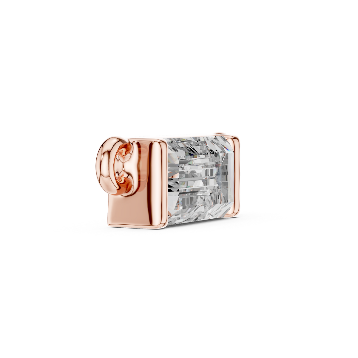 Horizontal Baguette Cut Lab Grown Diamond Solitaire Bar Pendant - View 5