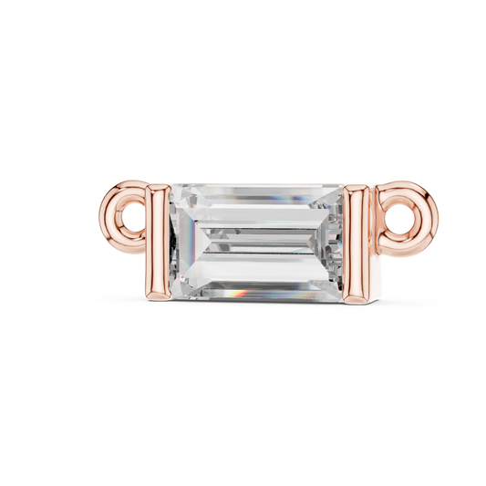 Horizontal Baguette Cut Moissanite Diamond Solitaire Bar Pendant - View 2