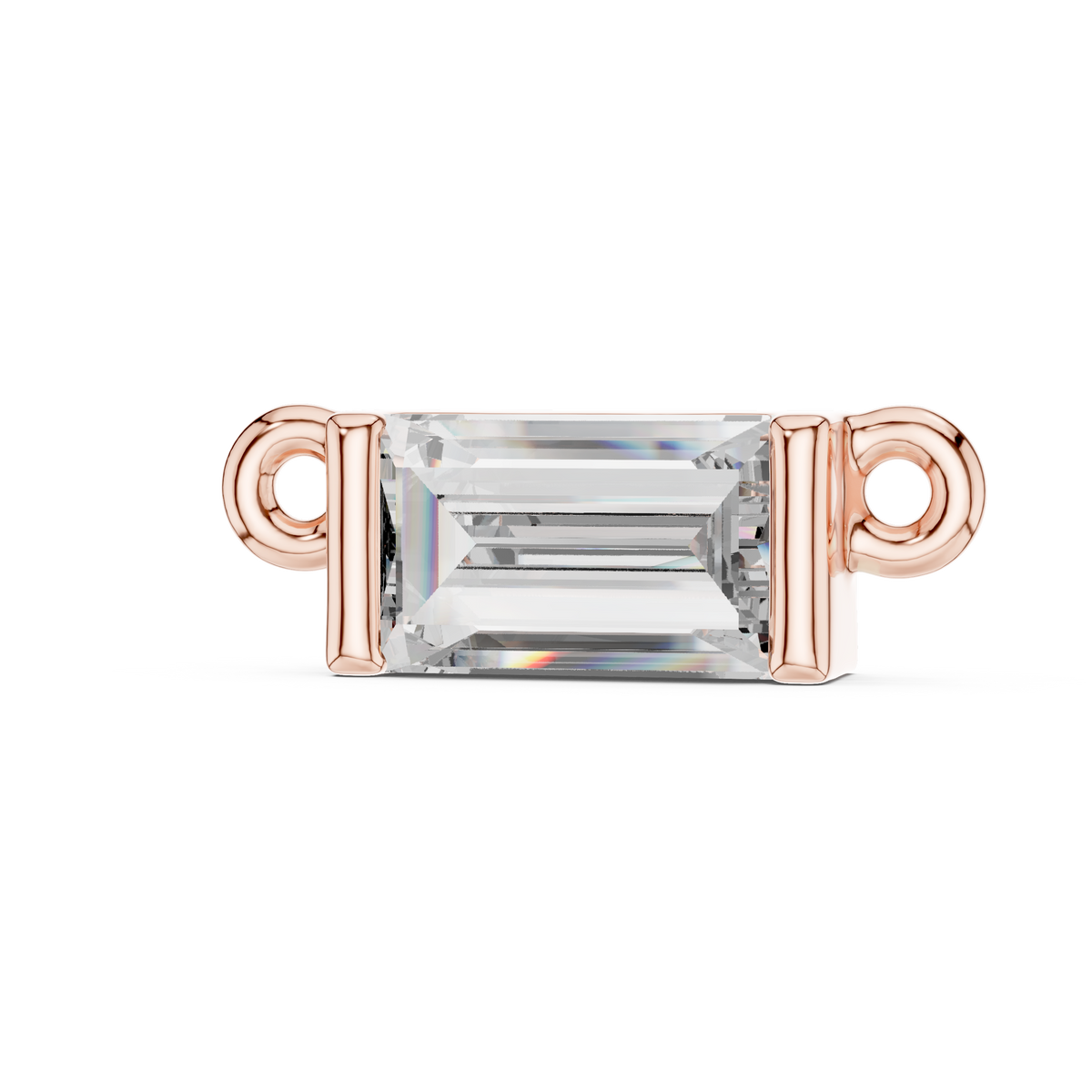 Horizontal Baguette Cut Lab Grown Diamond Solitaire Bar Pendant - View 2