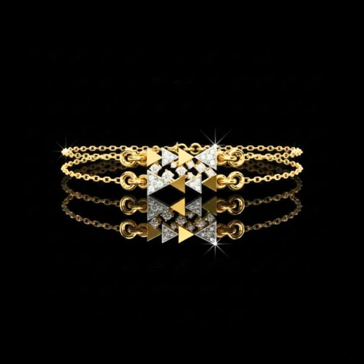 Round Cut Moissanite Diamond Adjustable Double Chain Bracelet