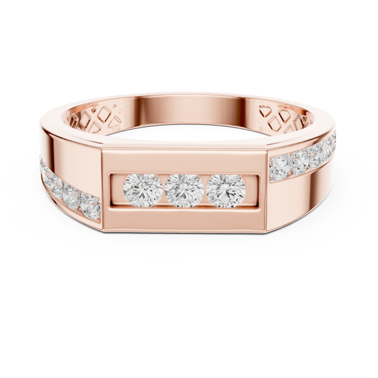 Round Cut Moissanite Brilliant Channel Set Diamond Wide Wedding Band Ring - View 2