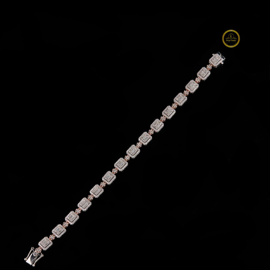 Iced Out Tennis Bracelet 925 Silver with VVS1 Lab-Grown Baguette Diamonds by Ivevar - View 2