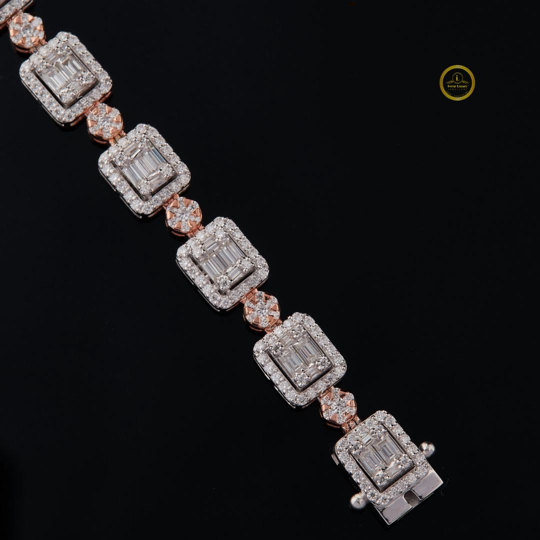 Iced Out Tennis Bracelet 925 Silver with VVS1 Lab-Grown Baguette Diamonds by Ivevar - View 3