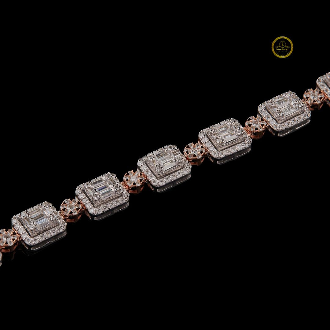 Iced Out Tennis Bracelet 925 Silver with VVS1 Lab-Grown Baguette Diamonds by Ivevar - View 4