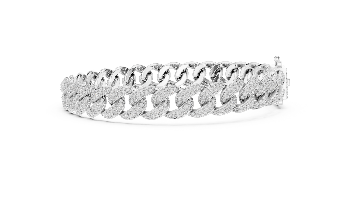 Round Cut Lab Diamond Miami Cuban Link Bracelet - View 6