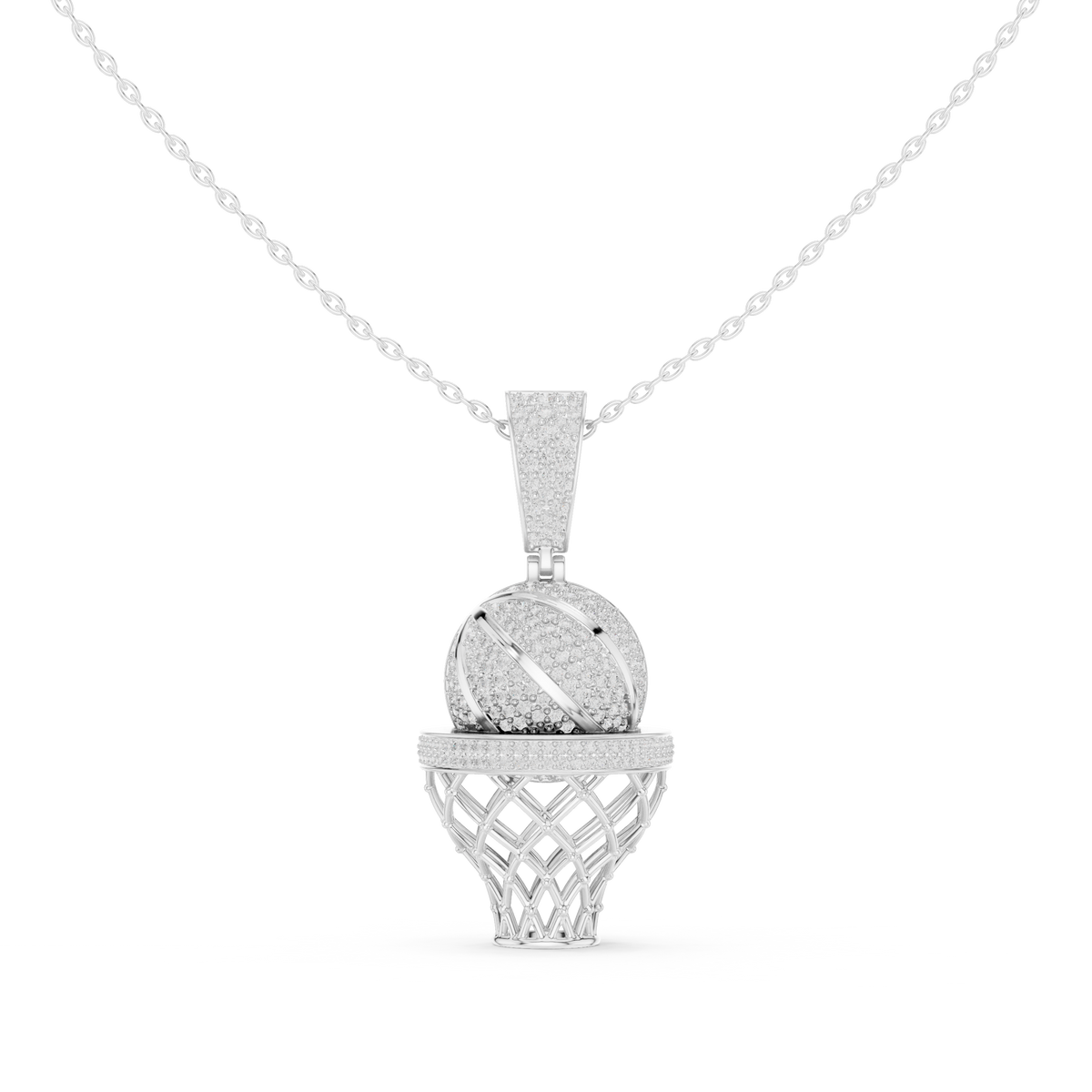 Sports Theme Ball Motif Charm Pendant with Round Lab Grown Diamond - View 3