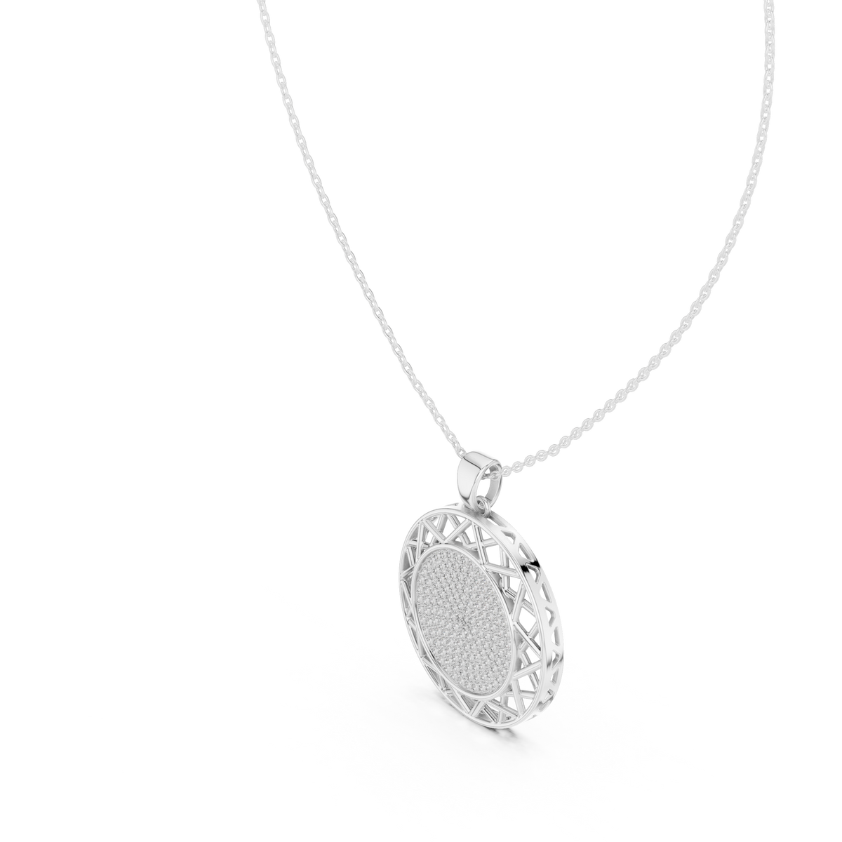 Circular Medallion Pendant with Cluster Round Lab Grown Diamond - View 12