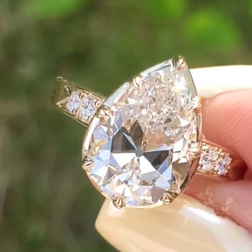 Pear Cut Lab Diamond Pave Ring with Vintage Brilliance