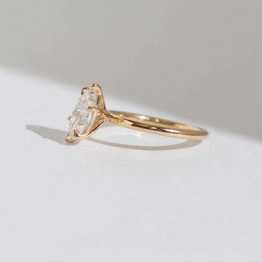 Marquise Moissanite Diamond Engagement Ring With Six Prong - View 2