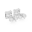 Princess Cut Moissanite Diamond Square Halo Stud Earring - View 12