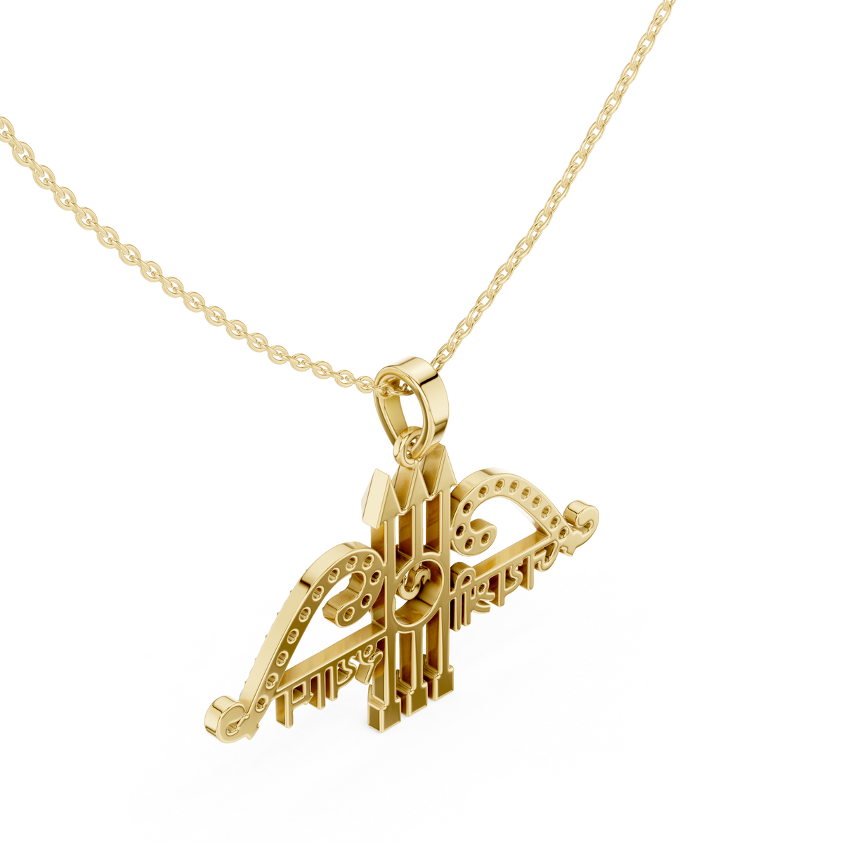 Spiritual Jai Shree Shyam Bow Arrow Om Lab Grown Diamond Pendant - View 7