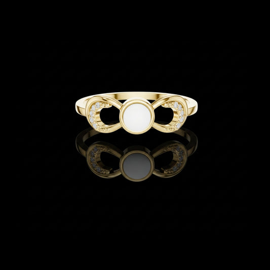 Infinity Pearl Lab Diamond With Pave Engagement Ring