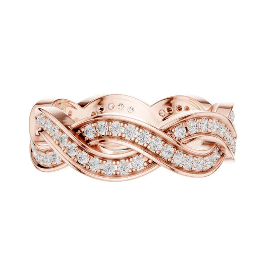 Round Moissanite Diamond Infinity Twist Pave Engagement Band Ring - View 2