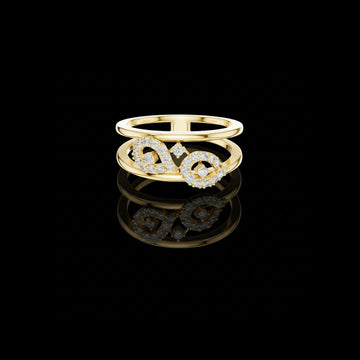 Twin Harmony Round Lab Diamond Wedding Minimal Ring