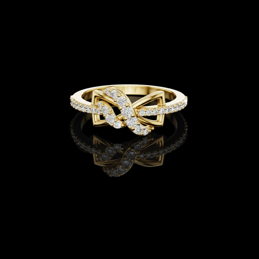 Infinity Round Cut Knot Pave Moissanite Diamond Engagement Ring