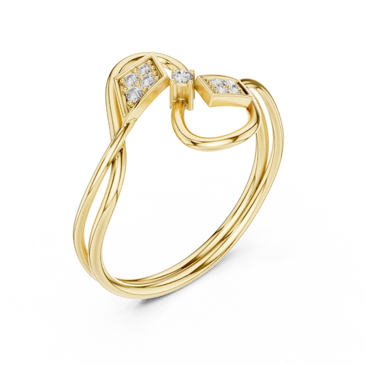 Geometric Pave Accents Infinity Bypass Moissanite Diamond Ring - View 2