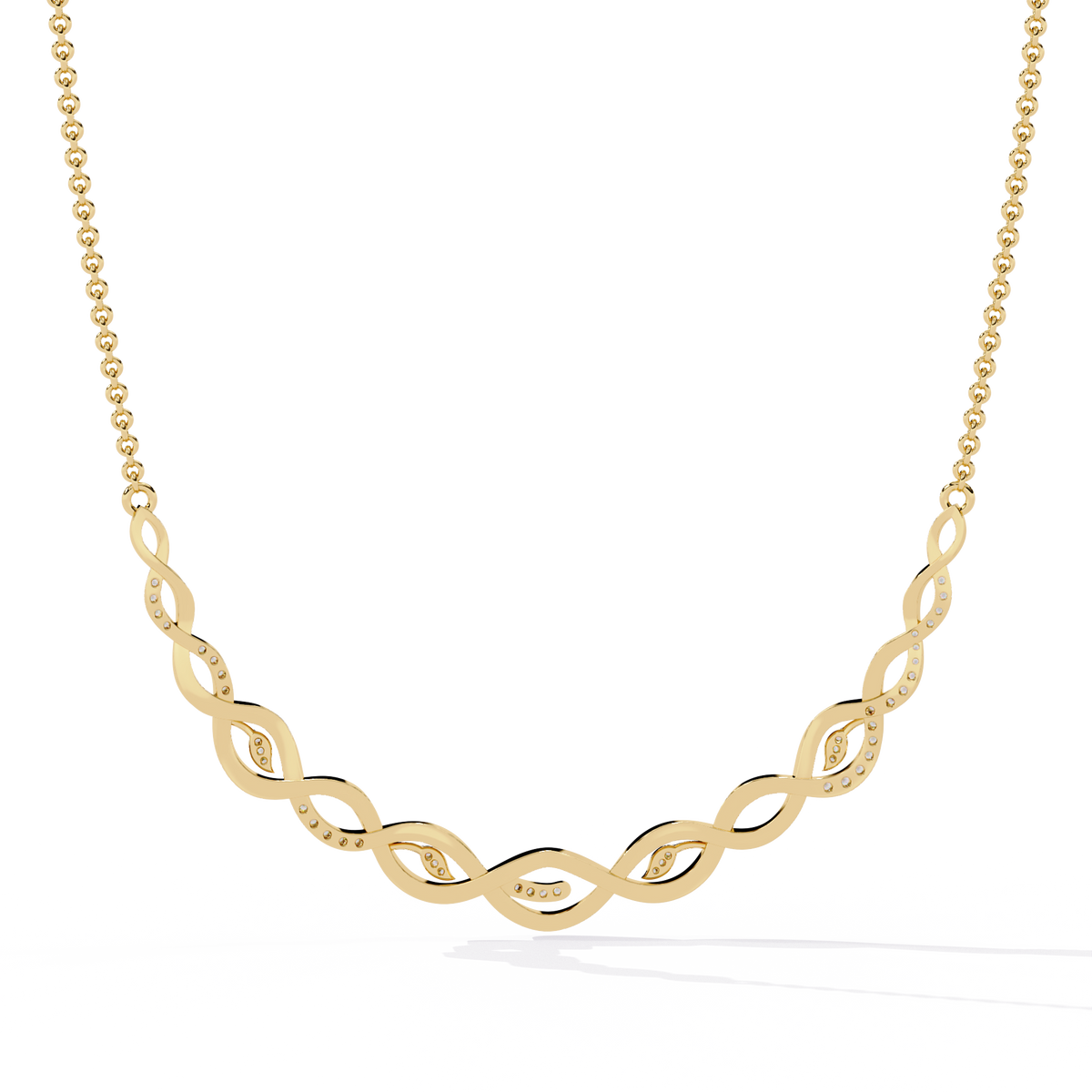Twisted Infinity Bar Lab Grown Diamond Pave Necklace - View 8
