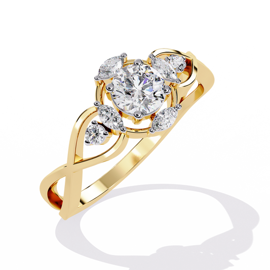 Round Moissanite Diamond Infinity Twisted Band Ring With Marquise Diamond - View 2