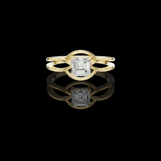 Asscher Cut Lab Diamond Infinity Twist Engagement Ring