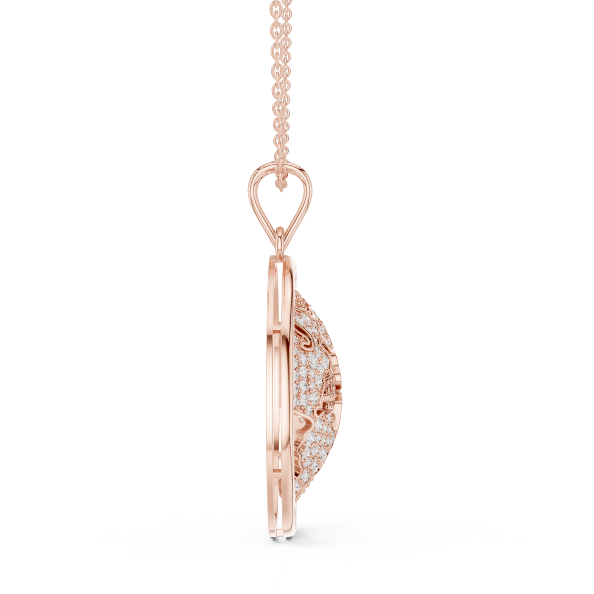 Inspirational Earth Motif Statement Charm Featuring Round Moissanite Diamond - View 5