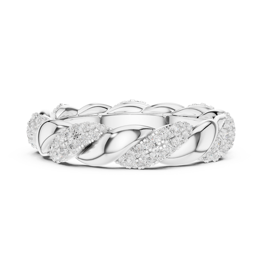 Twisted Pave Lab Diamond Eternity Wedding Band Ring - View 2