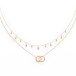 Interlocking Circle Lab Grown Diamond Necklace with Double Layered Chain Design - View 6