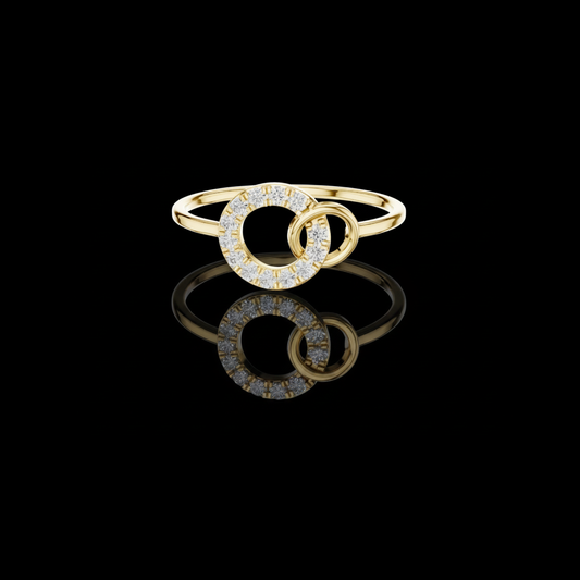 Round Cut Lab Diamond Interlocking Circle Ring for Women