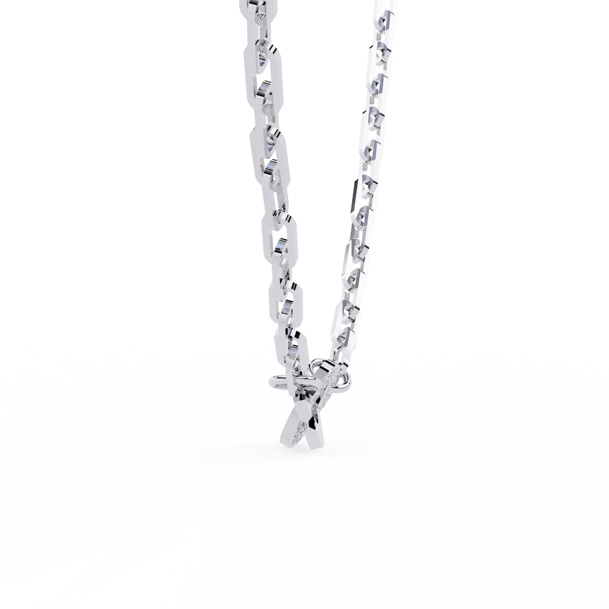 Clip Chain Necklace with Pave Moissanite Diamond Clasp - View 7