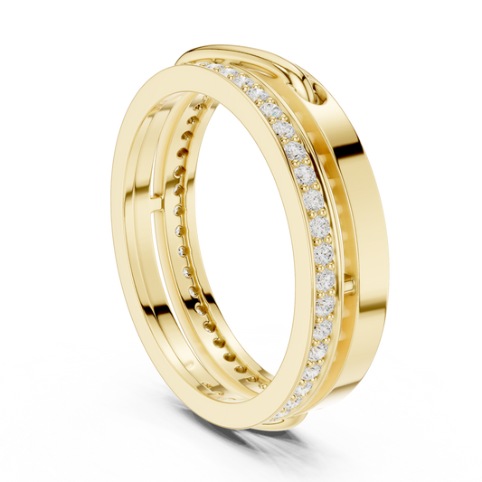 Round Cut Interlocking Multi Band Moissanite Diamond Statement Ring - View 2