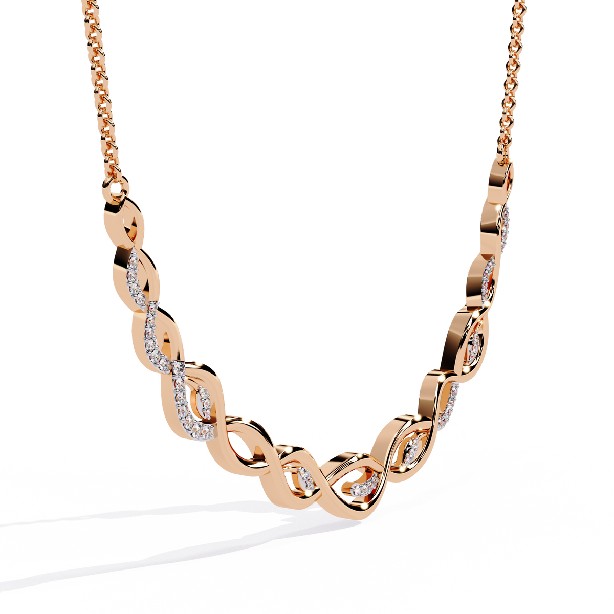 Twisted Infinity Bar Lab Grown Diamond Pave Necklace - View 3