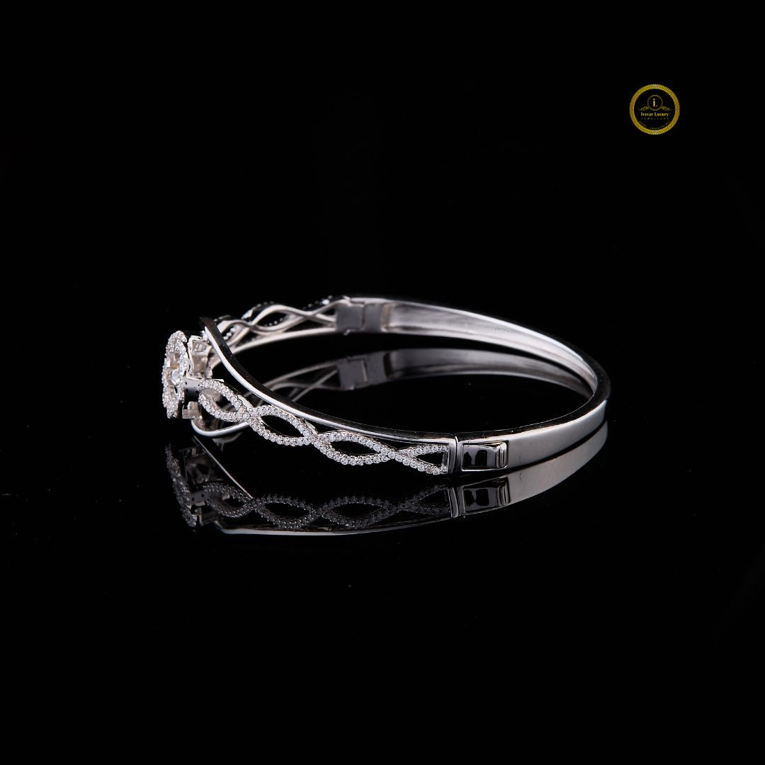 Intertwined Infinity Round Lab Diamond Floral Motif Bracelet - View 3