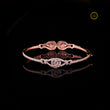 Round Cut Lab Diamond Open Bangle Bracelet with Pear Halo - View 3
