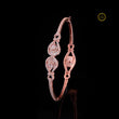 Round Cut Lab Diamond Open Bangle Bracelet with Pear Halo - View 4