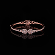 Round Cut Moissanite Diamond Open Bangle Bracelet with Pear Halo