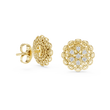 Royal Bloom Floral Stud Earrings Finish with Round Moissanite Diamonds - View 2
