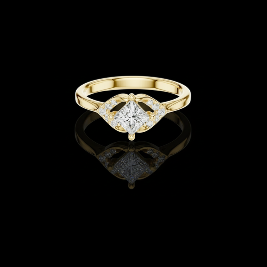 Princess Cut Lab Diamond Infinity Twist Solitaire Engagement Ring