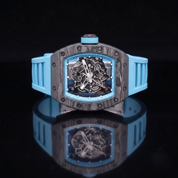 Blue Skeleton Dial Carbon Fiber Automatic Tonneau Watch