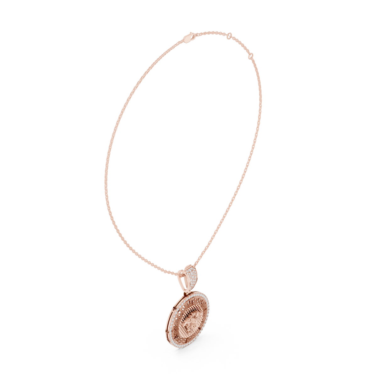 Greek Key Pattern Statement Charm Featuring Round Lab Grown Diamond - View 11