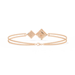 Round Cut Lab Diamond Geometric Square Double Chain Bracelet - View 3