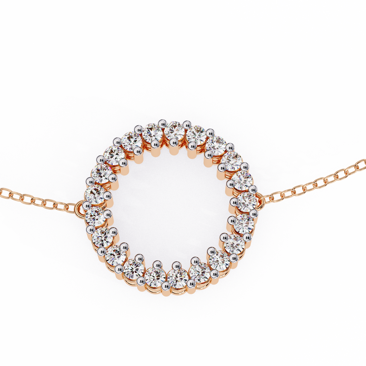 Minimalist Open Circle Round Moissanite Diamond Bracelet - View 6
