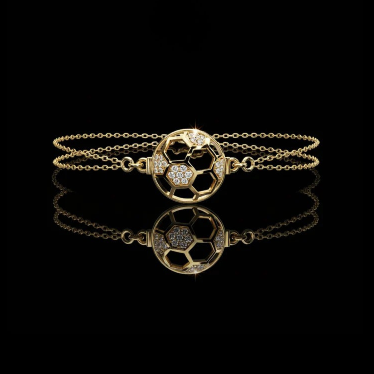 Round Moissanite Diamond Honeycomb Bracelet Double Cable Chain Design