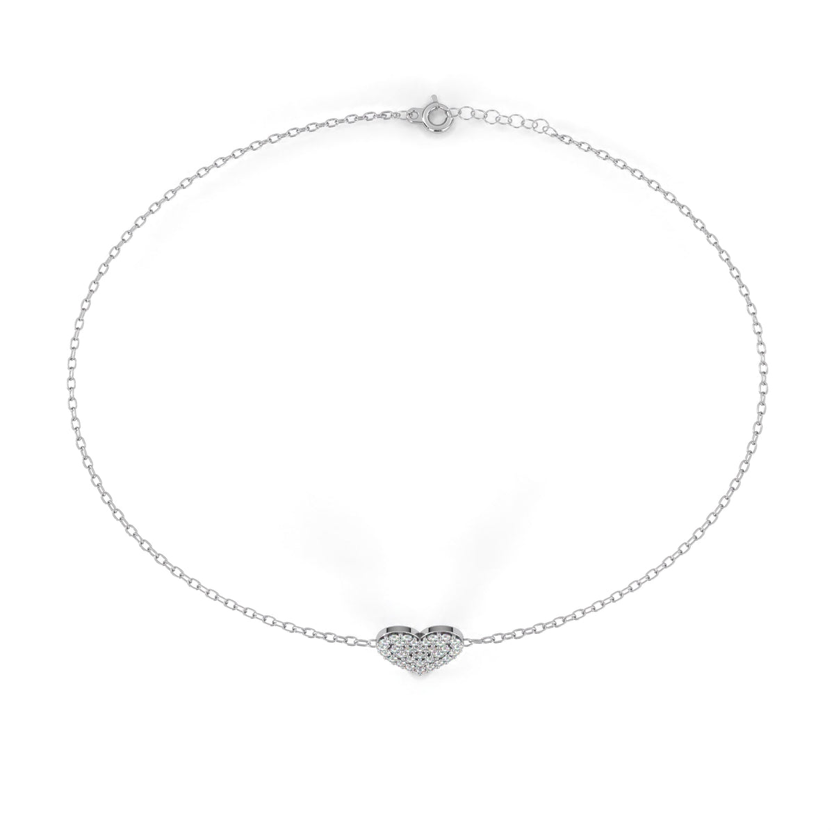 Round Cut Lab Diamond Adjustable Heart Bracelet - View 10