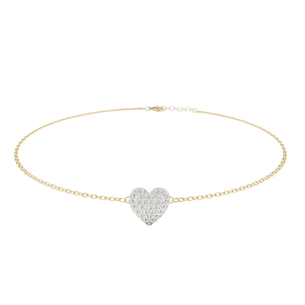 Round Cut Moissanite Diamond Adjustable Heart Bracelet - View 2
